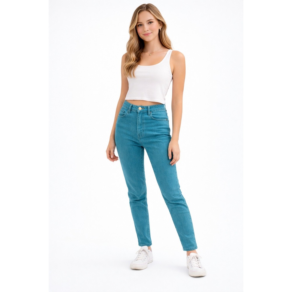 NASTY Teal Vintage 80s 90s High Waisted Skinny Jeans Retro Denim‎ Size 9